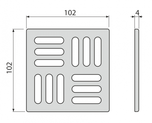MPV011 Дизайновая решетка для cливных трапов из нержавеющей стали 102×102 мм Alca Plast в Апшеронске