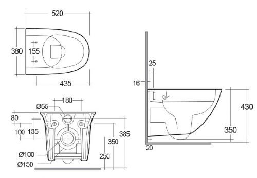 Rak-SENSATION Унитаз подвесной безободковый со скрытым монтажом, сиденье с м/л RAK Ceramics в Апшеронске