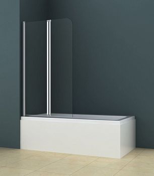 Душевая шторка на ванну AZ-141 80 (41,5+38,5)*140 хром, 4мм прозрачное стекло Azario в Апшеронске